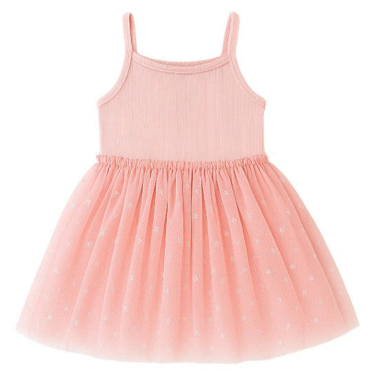 "Confetti Kidz" - Ribbed Tulle Dress - Sparkling Rose