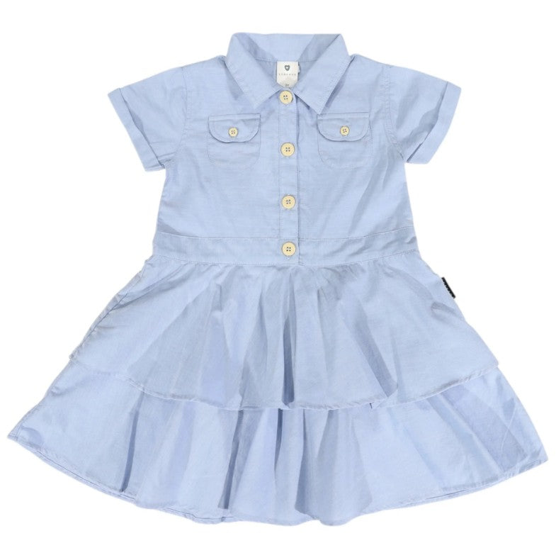 "Korango" - Chambray Tiered Swing Dress (Light)