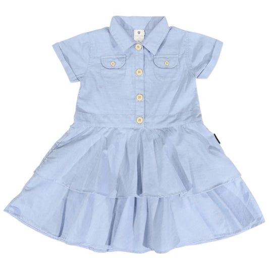 "Korango" - Chambray Tiered Swing Dress (Light)