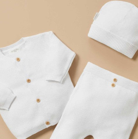"Purebaby" - Premie Textured Beanie - White
