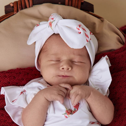 "Christmas" - Snuggle Hunny Top Knot Headband - Candy Cane