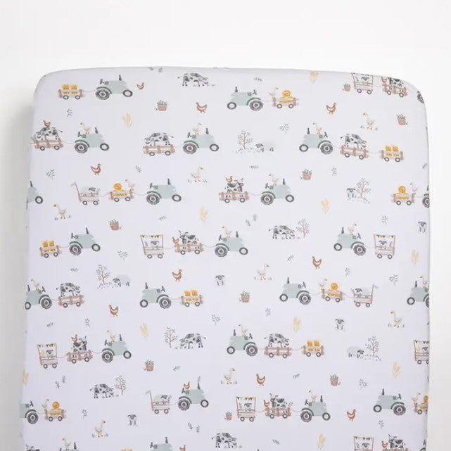 "The Living Textiles Company" - Fitted Cot Sheets (2 Pack) - Tractor Ride