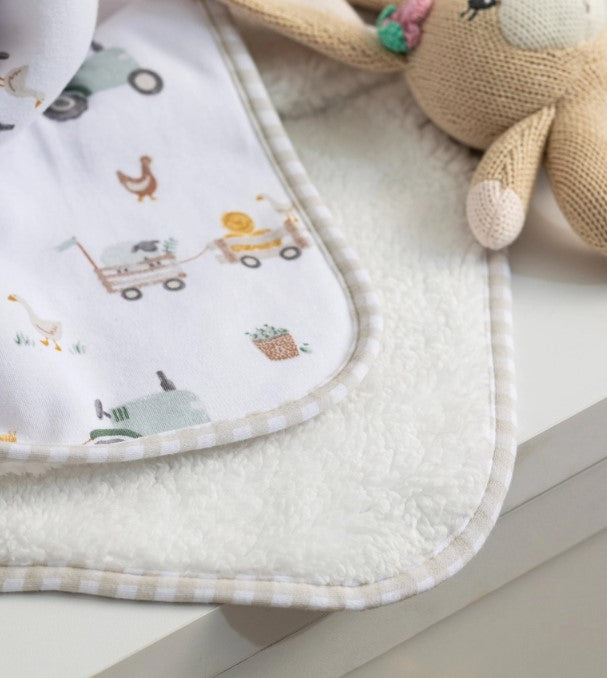 "The Living Textiles Company" - Jersey/Sherpa Pram Blanket - Tractor Ride