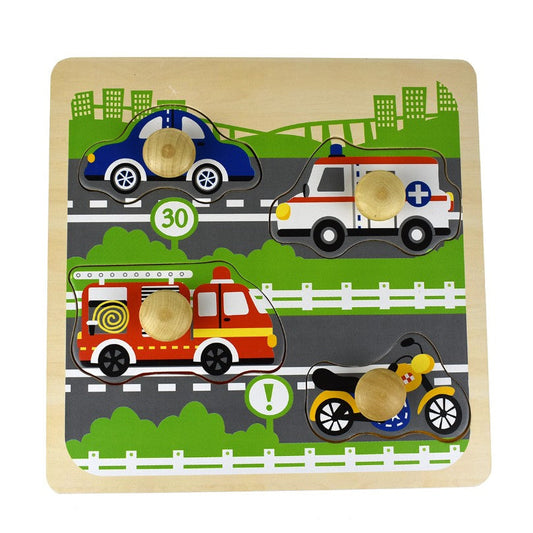 "Kaper Kidz" - Large Peg Puzzle - Traffic