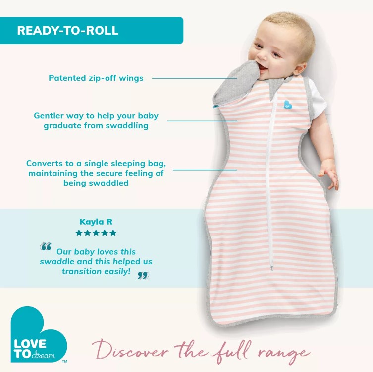 "Love To Dream" - Swaddle UP Transition Bag - 1.0 TOG - Dusty Pink
