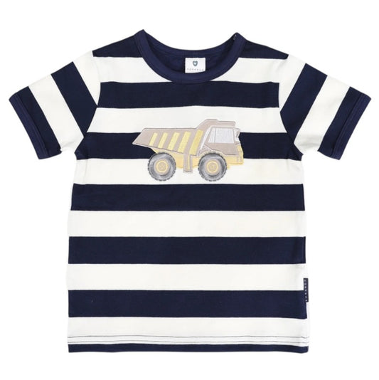 "Korango" - Truck Applique Tee - Navy Stripe