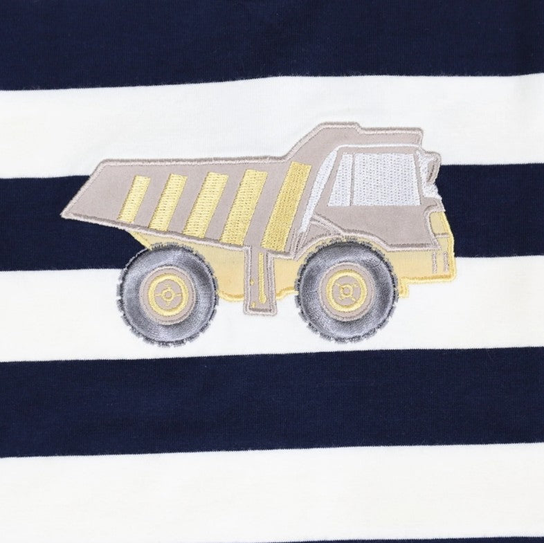 "Korango" - Truck Applique Tee - Navy Stripe