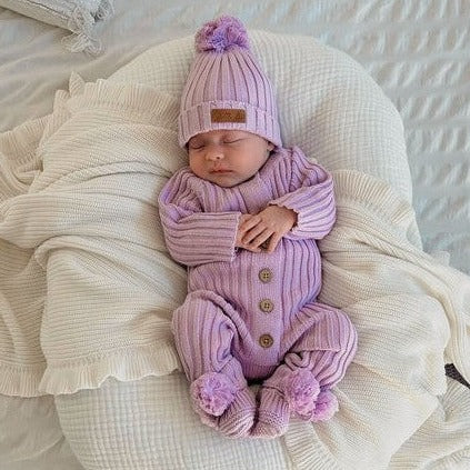 "Little B's Nursery" - Ribbed Beanie - Violet