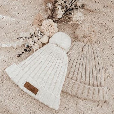 "Little B's Nursery" - Ribbed Beanie - Milk