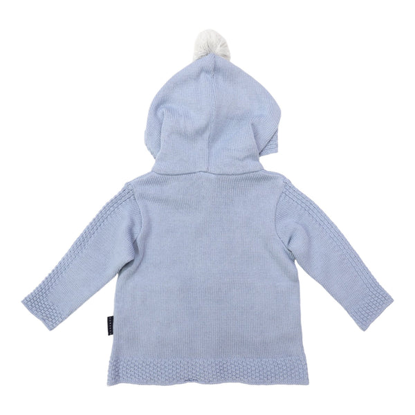 "Korango" - Hood Lined Knit Jacket (Dusty Blue)