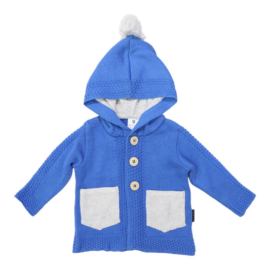 "Korango" - Hood Lined Knit Jacket (Victoria Blue)