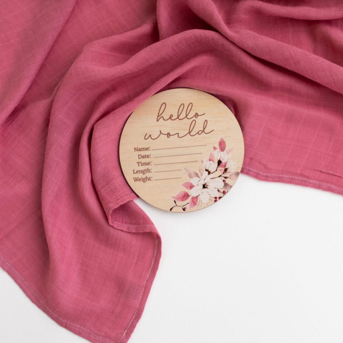 "Timber Tinkers" - Pink Floral Announcement Disc