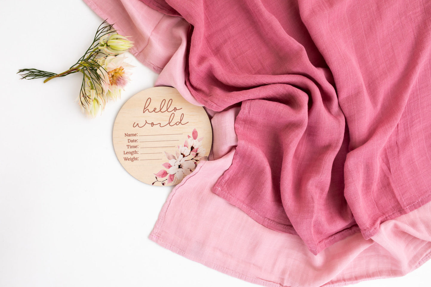 "Timber Tinkers" - Pink Floral Announcement Disc