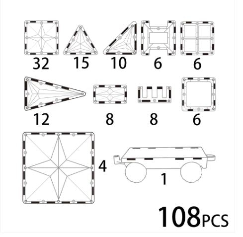 "MNTL - Magnetic Tiles" - Little Engineers Set - 108 Pieces - Transparent