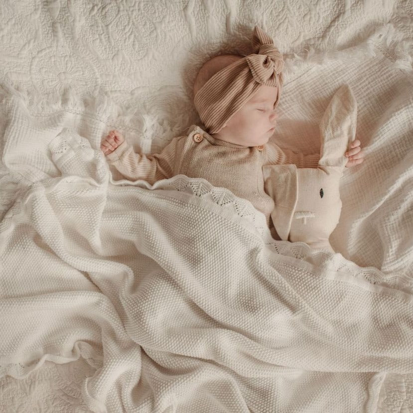"Ziggy Lou" - Heirloom Knit Blanket - Milk