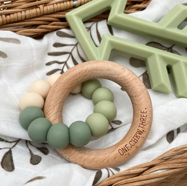 "One.Chew.Three" - Ombre Silicone & Beech Wood Teethers