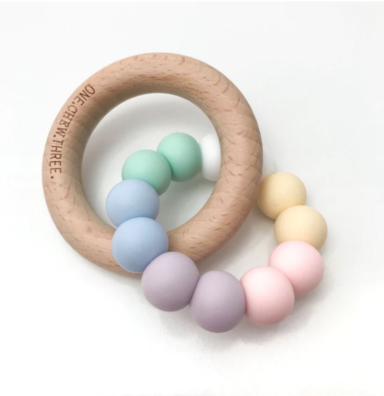 "One.Chew.Three" - Ombre Silicone & Beech Wood Teethers