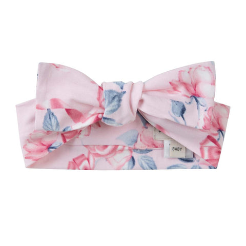 "Designer Kidz" - Rose Bow Floral Headband - Pink