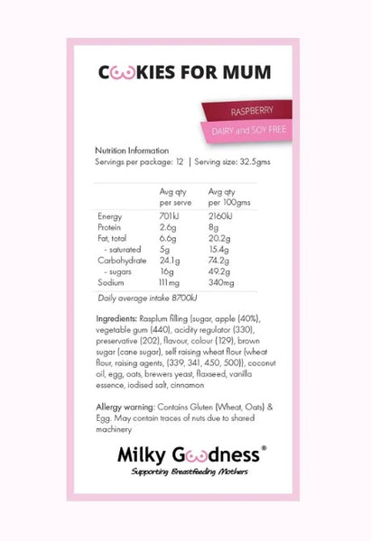 "Milky Goodness" - Lactation Cookies - Raspberry Flavour