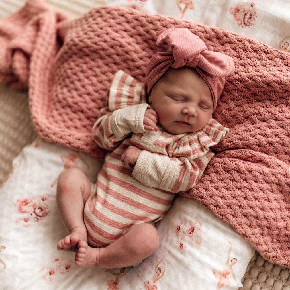 "Snuggle Hunny Kids" - Long Sleeve Bodysuit - Rose Stripe