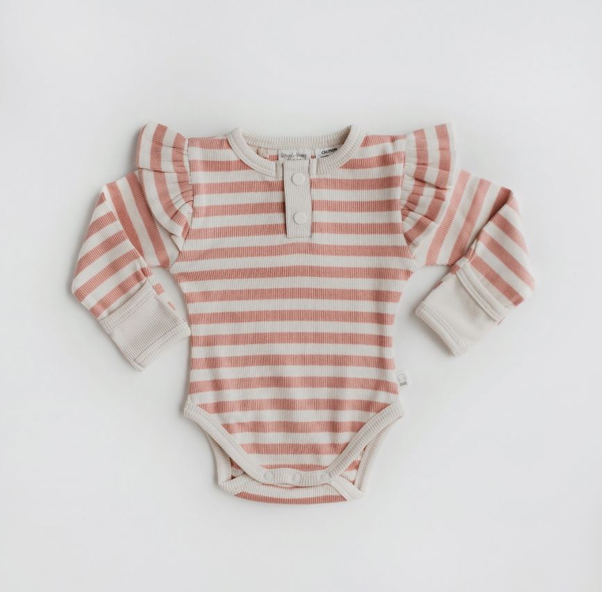 "Snuggle Hunny Kids" - Long Sleeve Bodysuit - Rose Stripe