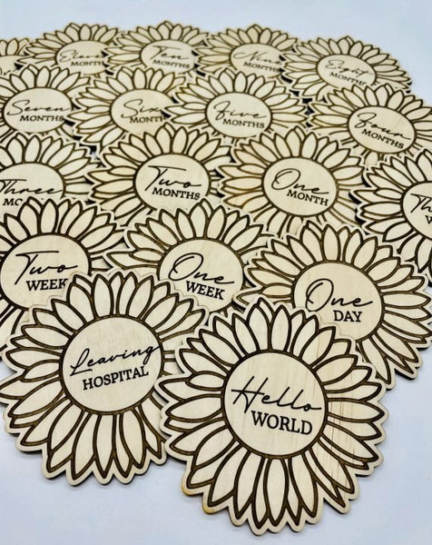 "Timber Tinkers” - Sunflower Milestone Plaques