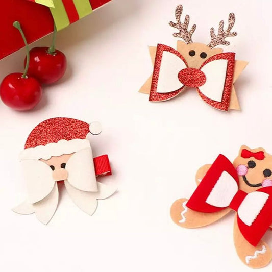 "Christmas" - Hairclips - Santa/Reindeer
